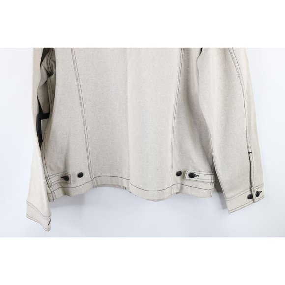 NOS Vtg 90s Marithe Francois Girbaud Mens Large Baggy Denim Trucker Jacket White - Picture 13 of 14